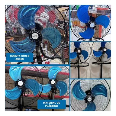 VENTILADOR ELECTRICO 18PULG NEGRO CON AZUL AJUSTABLE POTENTE CON BASE FIRME - 5