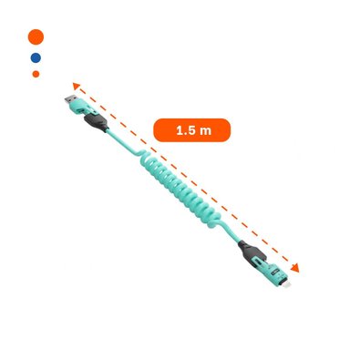 PACK12 CORDON RESORTE 4 EN 1 USB C 1,5M CELESTE CABLE DE ENERGIA PARA MOVILES - 4