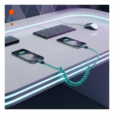 PACK12 CORDON RESORTE 4 EN 1 USB C 1,5M CELESTE CABLE DE ENERGIA PARA MOVILES - 5