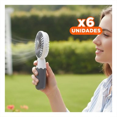 PACK6 VENTILACION SOLAR RECARGABLE CON OREJITAS PORTATIL SEGURO PRACTICO Y+REGALO STICKER - 1