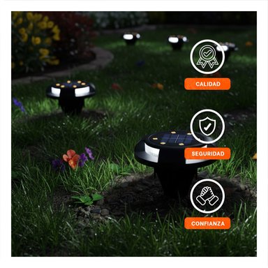 REFLECTOR SOLAR TIPO DISCO 11X13,5CM NEGRO PARA ILUMINACION EXTERIOR PATIO Y+LIGAS REGALO - 2