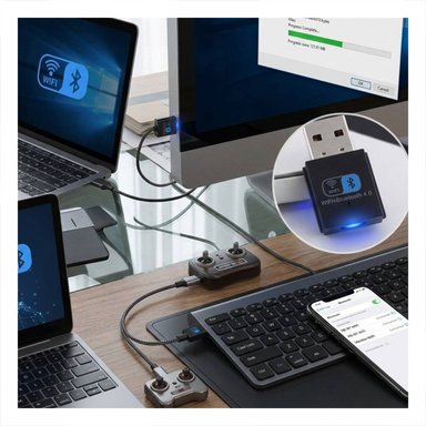 PACK4 CONECTOR USB QUE CONVIERTE EL PUERTO DE COMPUTADORA EN INALAMBRICA NEGRO Y+PAPEL REGALO - 2