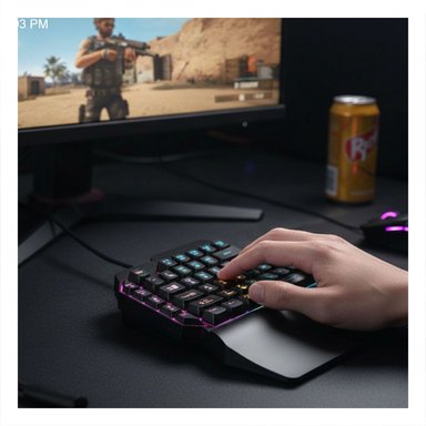 ACCESORIO GAMER UNILATERAL CON TECLADO DE COMANDOS RAPIDOS PARA JUEGOS NEGRO - 2