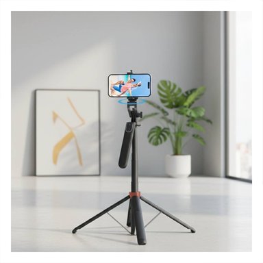 PACK4 PORTA CELULAR CON TRIPODE PARA FOTOGRAFIA CON SMARTPHONE 1,8M NEGRO Y+PAPEL REGALO - 5