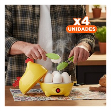 PACK4 HERVIDOR COMPACTO GALLINA DE HUEVOS AMARILLO PARA COCINA - 1