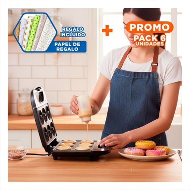 PACK6 EQUIPO DE REPOSTERIA 6 DONAS EN NEGRO CON COCCION UNIFORME Y+PAPEL REGALO - 1