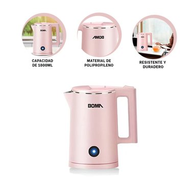 PACK6 TETERA ELECTRICA 1800ML ROSADO CON SISTEMA SEGURO Y RESISTENTE Y+REGALO STICKER - 2