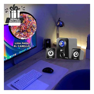 PACK2 BOCINA COMPACTA NEGRO DE PLASTICO CON SALIDA DE AUDIO MUY POTENTE Y+REGALO STICKER - 2