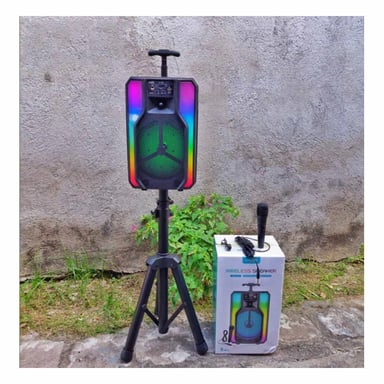 PACK2 BOCINA PARA EL HOGAR CON LUCES LED Y MICROFONO DE 8 PULGADAS CON RUEDAS - 4