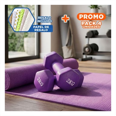 PACK4 MANCUERNA RESISTENTE MORADO 2 KG PARA CASA Y+PAPEL REGALO - 1