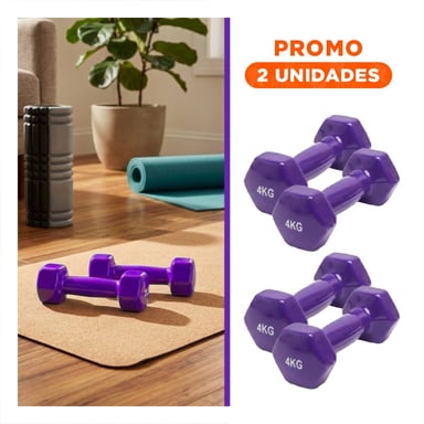 PACK2 DUMBBELL LIGERO MORADO 4 KG PARA CASA - 1