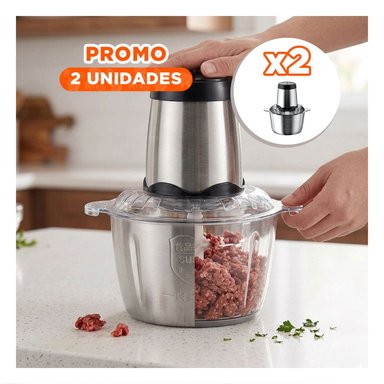 PACK2 TRITURADOR MULTIFUNCIONAL 3L PLATEADO RESISTENTE Y FUNCIONAL PARA HOGAR Y+REGALO STICKER - 1