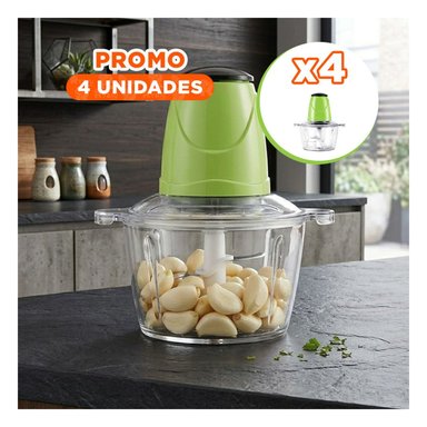 PACK4 PICADORA COMPACTA DE ALIMENTOS 2L VERDE MODERNA PARA COCINA - 1