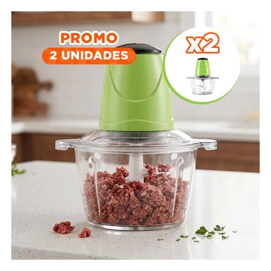 PACK2 TRITURADOR COMPACTO DE ALIMENTOS 2L VERDE POTENTE Y PRACTICO Y+REGALO STICKER - 1