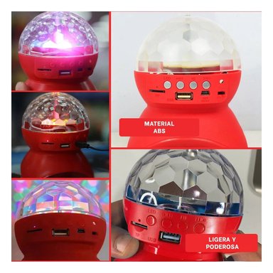 PACK4 PARLANTE FIESTA CON LAMPARA Y LUCES LED GIRATORIO COLOR ROJO Y+REGALO STICKER - 2