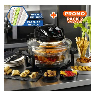 PACK2 AIR FRYER 3 EN 1 12 LITROS TRANSPARENTE CON COLOR NEGRO EFICIENTE Y SEGURA Y+PAPEL REGALO - 1
