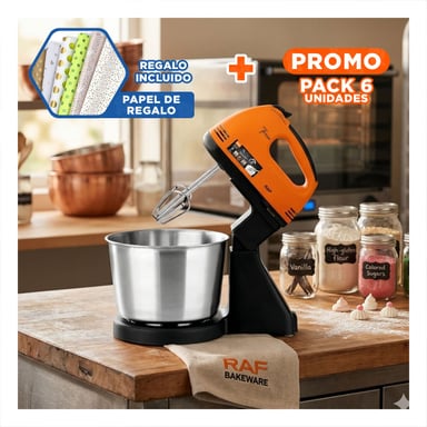 PACK6 LICUADORA COMPACTA PEDESTAL CON TAZON 2L NARANJA PARA PREPARAR POSTRES Y+PAPEL REGALO - 1