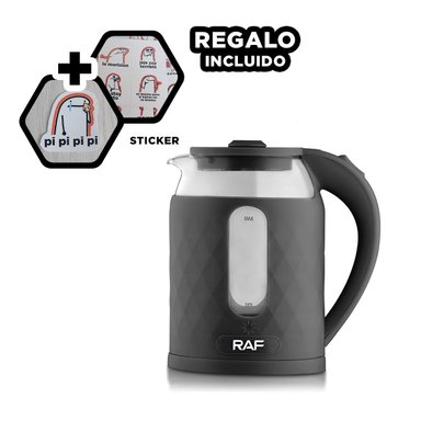 CALENTADOR ELECTRICO VIDRIO RAPIDO Y PRACTICO 2L PARA TE Y CAFE COLOR NEGRO Y+REGALO STICKER - 1