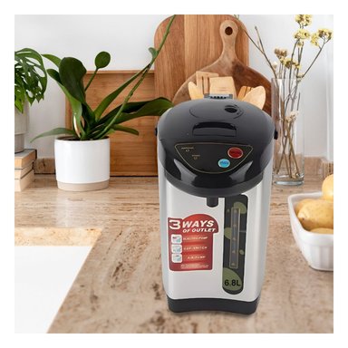 TETERA ELÉCTRICA COLOR PLATEADO CON DISEÑO ELEGANTE Y FUNCIONAL 6.8L Y+REGALO STICKER - 5