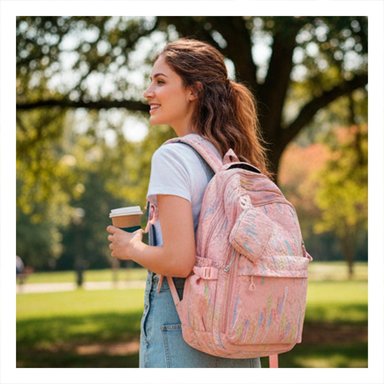 MORRAL UNIVERSITARIO RAYAS COLORIDAS ROSADO CON DISEÑO JUVENIL Y+LIGAS REGALO - 1