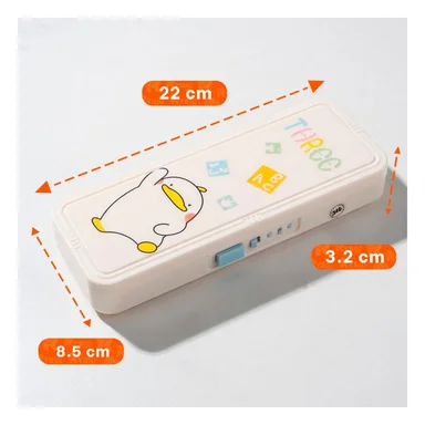 PACK4 COMPARTIMENTO ESCOLAR BEIGE CON CLAVE 2 NIVELES DISENO PATO Y+REGALO STICKER - 4