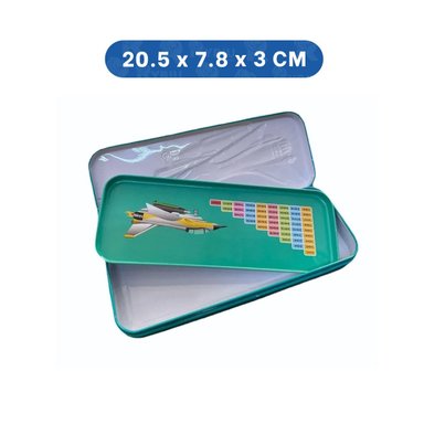PACK6 ESTUCHE RESISTENTE VERDE METALICO CON SEPARADOR PARA UTILES Y+REGALO STICKER - 4