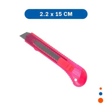 PACK4 CUCHILLA PARA OFICINA 15CM ROSADO TRANSPARENTE SET 3 UNIDADES Y+PAPEL REGALO - 4