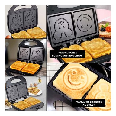 PACK6 GRILL DE CARITAS PARA PREPARAR PAN RELLENO EN FAMILIA Y+PAPEL REGALO - 3
