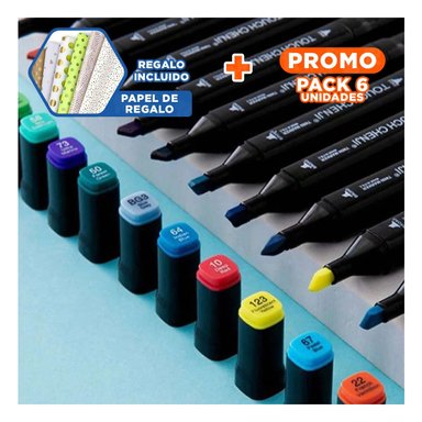 PACK6 PACK DOBLE PUNTA LETTERING ARTISTICO 24 UNIDADES TOUCH Y+PAPEL REGALO - 1