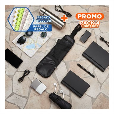 PACK4 MODULO DE ALMACENAMIENTO PARA ASIENTO DE AUTO NEGRO CON AJUSTE Y+PAPEL REGALO - 1