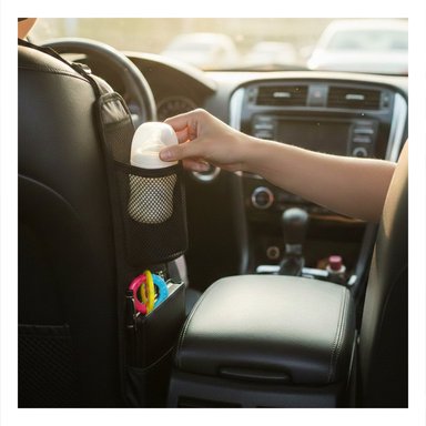 PACK4 MODULO DE ALMACENAMIENTO PARA ASIENTO DE AUTO NEGRO CON AJUSTE Y+PAPEL REGALO - 2