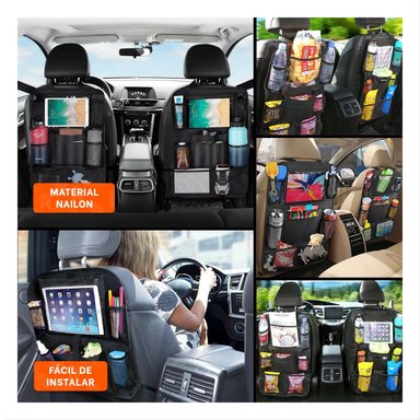 ESTUCHE CON COMPARTIMENTOS PARA RESPALDO DE ASIENTO DE COCHE NEGRO - 5