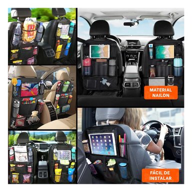BOLSO PARA AUTO EN RESPALDO DE ASIENTO NEGRO CON BOLSILLOS Y+LIGAS REGALO - 5