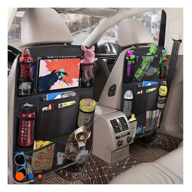 PACK2 PORTAOBJETOS PARA AUTO EN RESPALDO DE ASIENTO NEGRO - 2