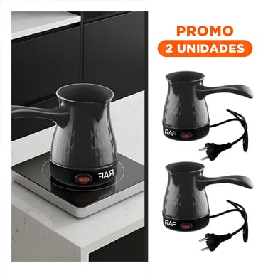 PACK2 HERVIDOR DE CAFE EN ACERO INOXIDABLE 500ML NEGRO Y PLASTICO TURCO DE LUJO - 1