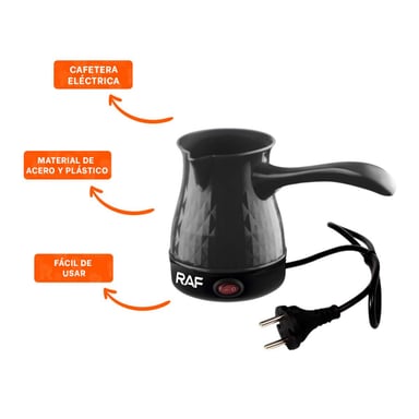 HERVIDOR DE 500ML NEGRO TURCO CON ACERO INOXIDABLE Y PLASTICO DE POTENCIA - 3