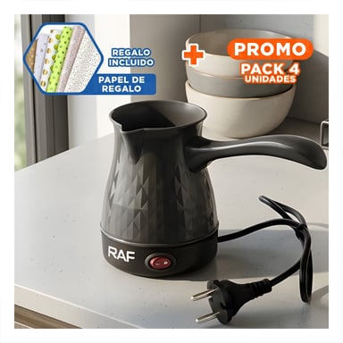 PACK4 TETERA TURCA DE 500ML NEGRO CON PLASTICO Y ACERO INOXIDABLE DE ALTA GAMA Y+PAPEL REGALO - 1
