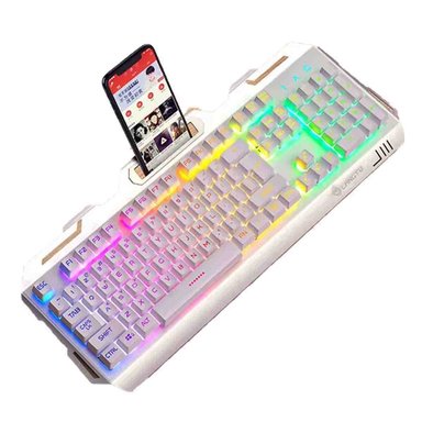 PACK2 CONTROL INALAMBRICO GAMER CON MOUSE LUZ LED RGB PARA PC COLOR BLANCO - 2