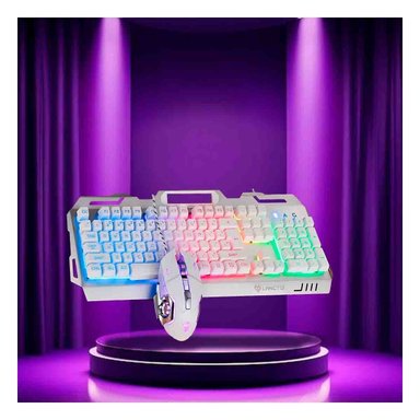 PACK2 CONTROL INALAMBRICO GAMER CON MOUSE LUZ LED RGB PARA PC COLOR BLANCO - 3