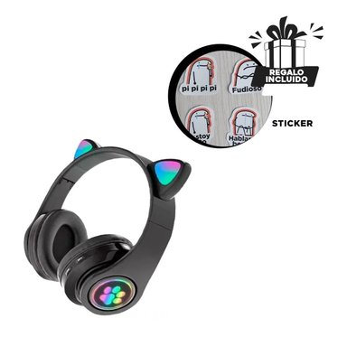 PACK6 AUDIFONOS TIPO GATO CON LUCES COLOR NEGRO PARA COMPUTADORA Y OFICINA - 5