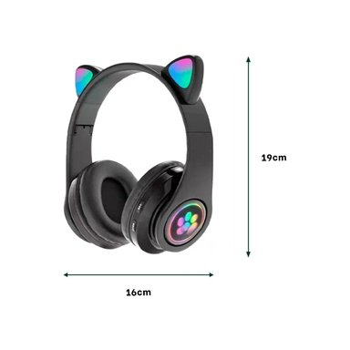 PACK4 AUDIFONOS TIPO GATO CON LUCES NEGRO PARA JUEGOS Y ESCRITURA - 3
