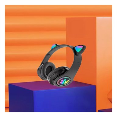 PACK4 AUDIFONOS TIPO GATO CON LUCES NEGRO PARA JUEGOS Y ESCRITURA - 4