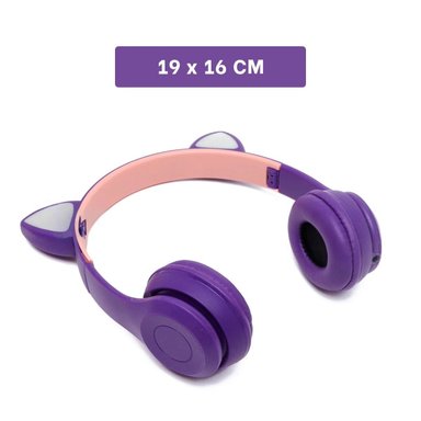 PACK4 AUDIFONOS TIPO GATO CON LUCES MORADO PARA JUEGOS Y ESCRITURA - 3