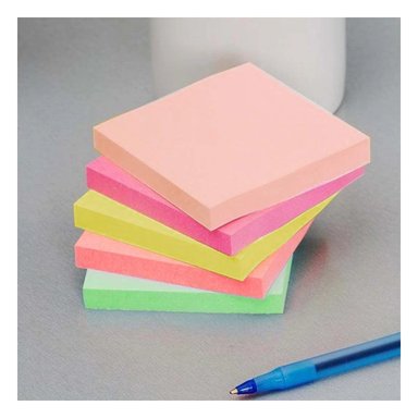PACK4 PAPELITOS POST IT 5 COLORES ADHESIVOS PARA ESCRITORIO Y+REGALO STICKER - 5