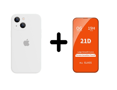 CASE IPHONE 15 BLANCO SILICON + VIDRIO TEMPLADO - 1