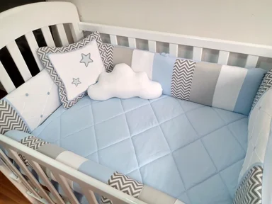 SET CUNA BABYTU CELESTE ESTANDAR DISEÑO ZIG ZAG Y - 1