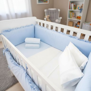 PROTECTORES CUNA BABYTU CELESTE LATERALES PARACHOQUES DISEÑO BEBE - 3