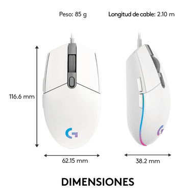 MOUSE LOGITECH G203 RGB WHITE - 7