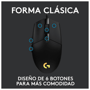 Mouse Logitech G203 LIGHTSYNC para Gaming Negro - 3