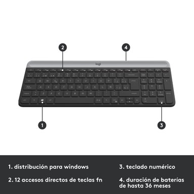 Combo teclado y mouse inalámbrico Logitech MK470 Slim Negro - 5